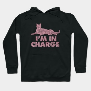 I’m In Charge Pink Cat Distressed Circle Design Hoodie